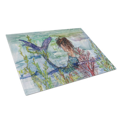 Planche à découper fantaisie en verre trempé de sirène caroline Brunette