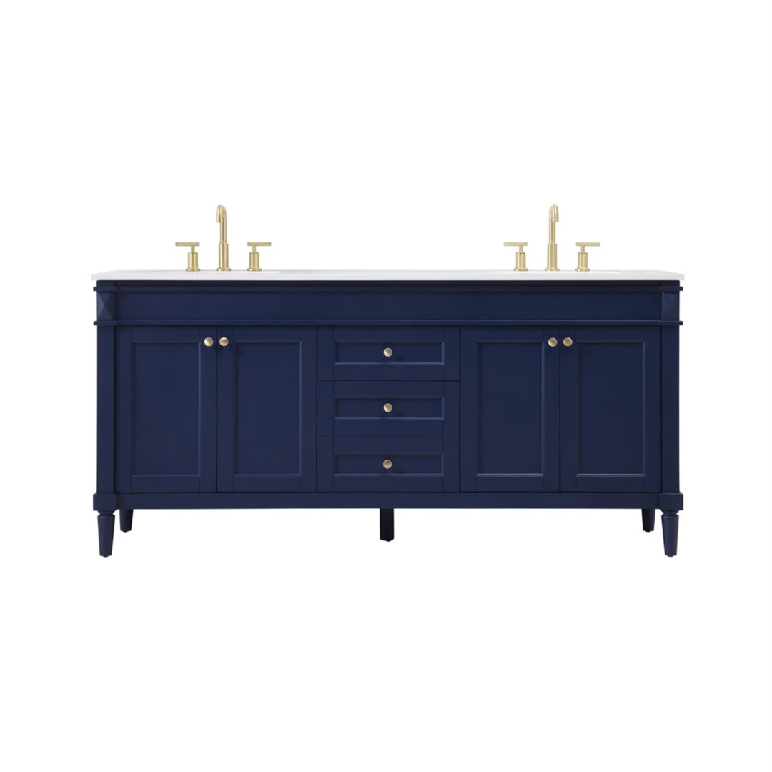 Readington 72'' Double Bathroom Vanity with Engineered Marble Top Birch Lane™ Base 