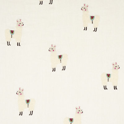 Llama Embroidery Fabric