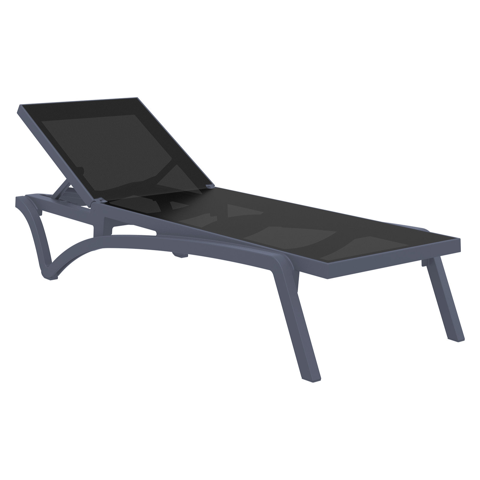 Estes 27" Patio Chaise Lounge, Dark Gray/Black