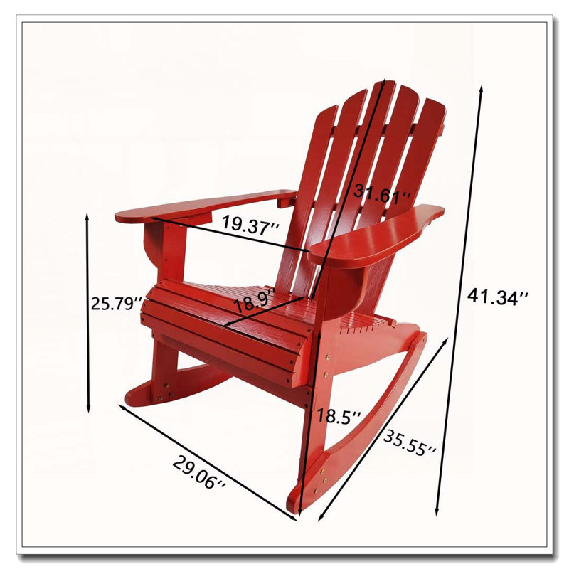 Reclining Wooden Outdoor Adirondack Rocking Chair