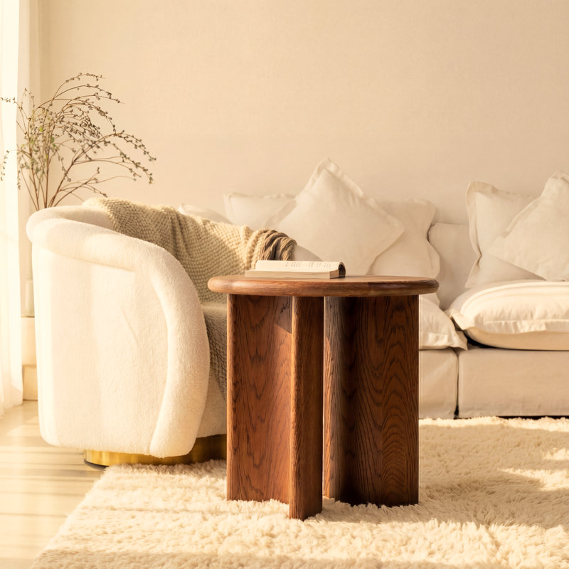 Haven 22" Brown White Oak Side Table – Modern End Table for Living Room Bedroom, Brown