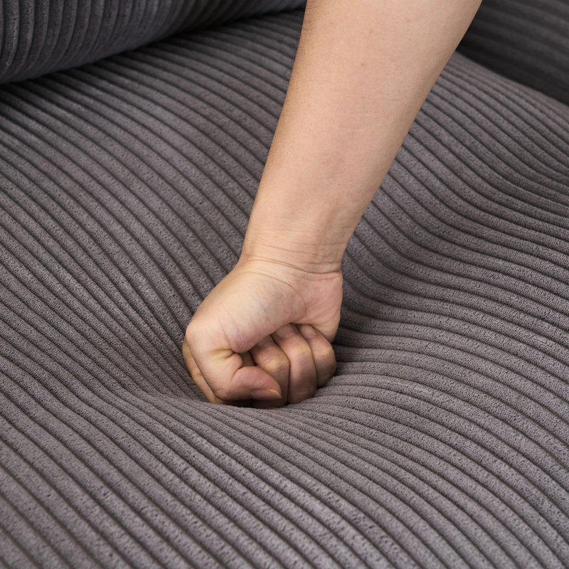Canapé modulaire gris désossé en forme de nuage, méridienne moderne en U de 113 po avec méridienne, revêtement en velours côtelé de luxe, conception entièrement rembourrée en mousse pour siège de soutien, sans assemblage, dossier à 3 places et coussins décoratifs