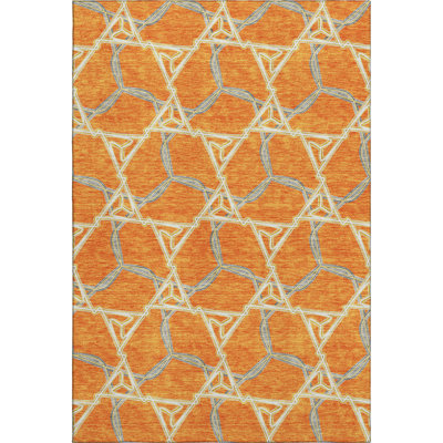 Premium Machine Washable Prisco Orange Rug