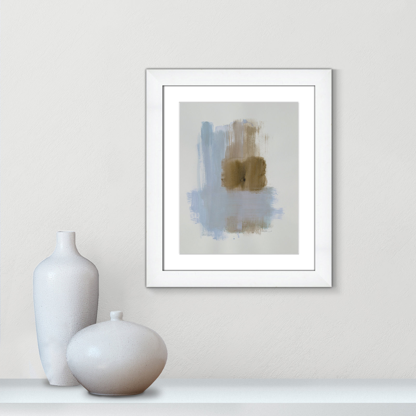 Powder Room Wash IV by Casa Fine Arts, White Cube Frame Matted, 20.5" H x 17.5" W x 1.25" D  