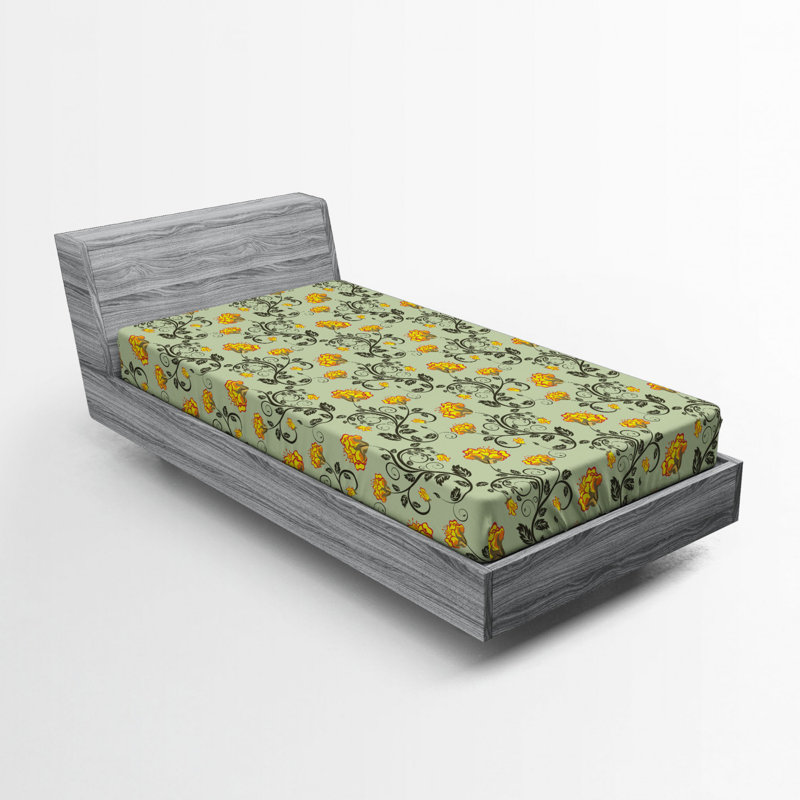 Microfiber Fitted Sheet, Twin XL Fitted Sheet, Green Floral