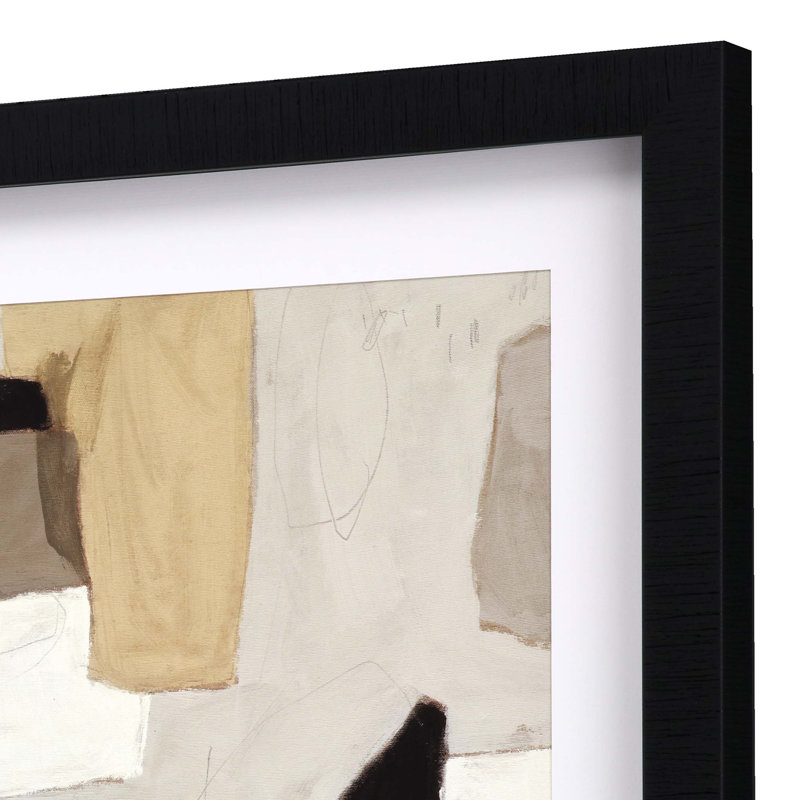 Black and Beige Abstract Geometric 2-Piece Framed Art Set