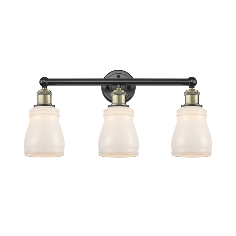 Éclairage pour meuble-lavabo à 3 lumières 22,75 po Mccarver, Blanc, Laiton antique noir