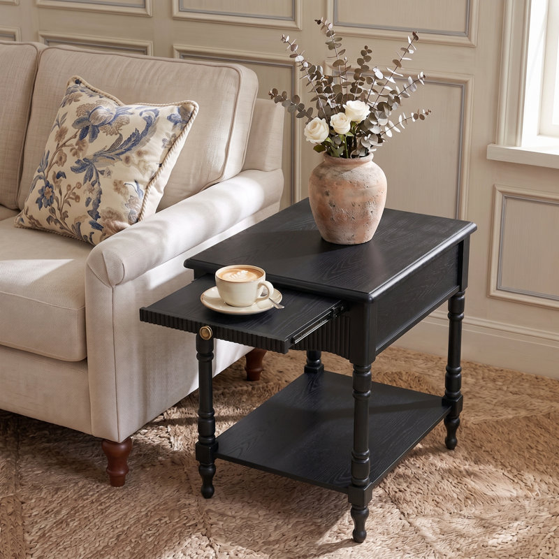 Falgout 20"W 26"Tall 1-Drawer End Table, Noir