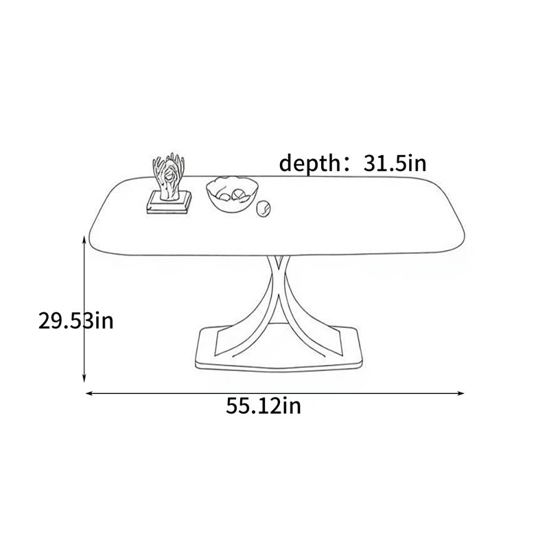 Table de salle à manger moderne de luxe, 29.53"H x 55.12"L x 31.5"W
