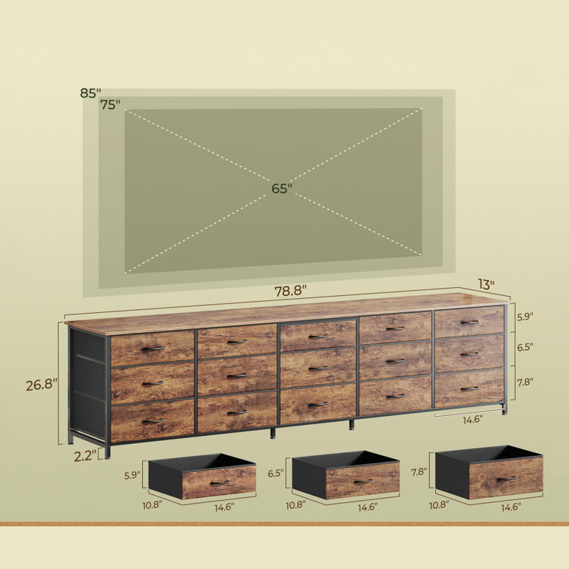 Commode longue 78,7 pouces pour chambre