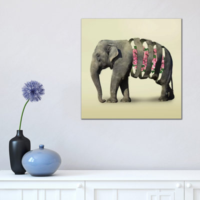 Elephant Flowers III 1 Piece Wall Art on Canvas