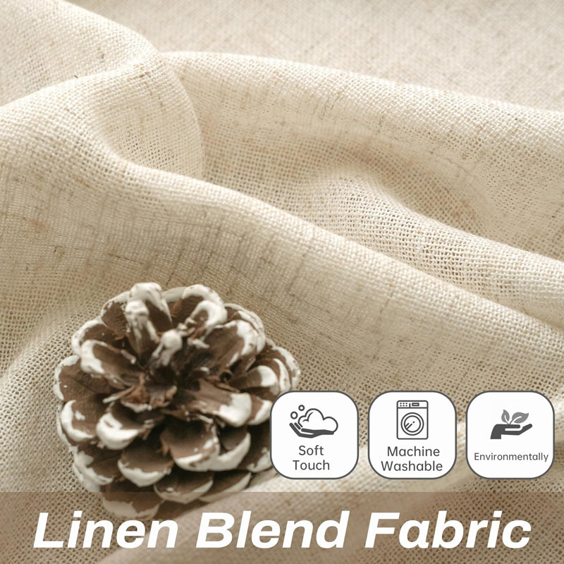 Janie Rod Pocket Semi-Sheer Curtain Panel Pair, Light Linen, 52" W x 96" L