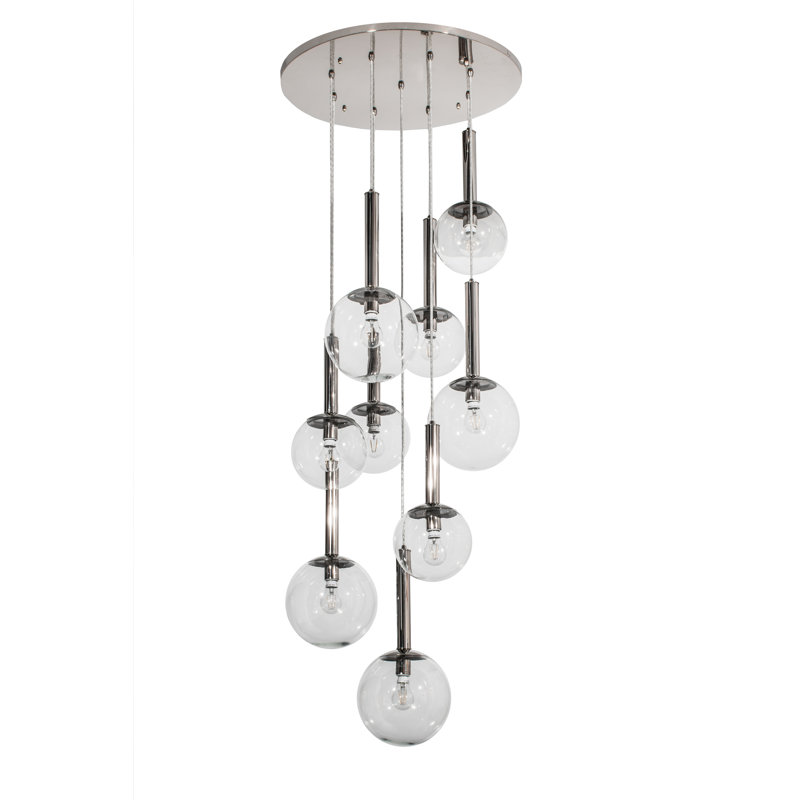 Bola 9 - Light Polished Nickel Cluster Pendant