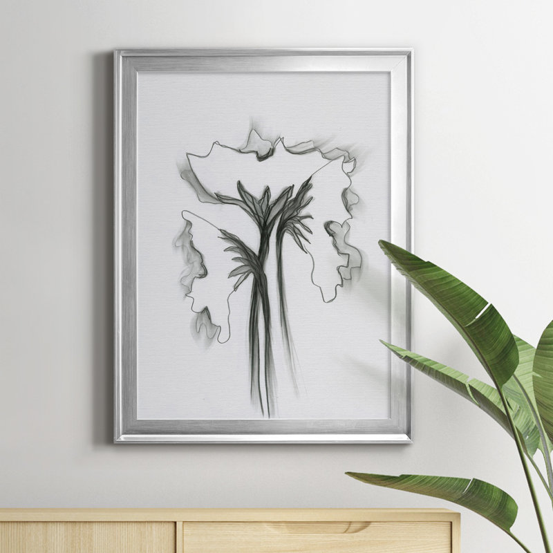 Windswept Poppy I - reproduction d'art sur toile, H 18,5 po x l 24,5 po x P 1,5 po, Toile avec cadre argenté