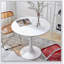Table de salle à manger ronde moderne avec plateau en panneau de fibres à densité moyenne et base en acier, polyvalente pour la cuisine, le salon et le bureau-707798833-707798836-707798986