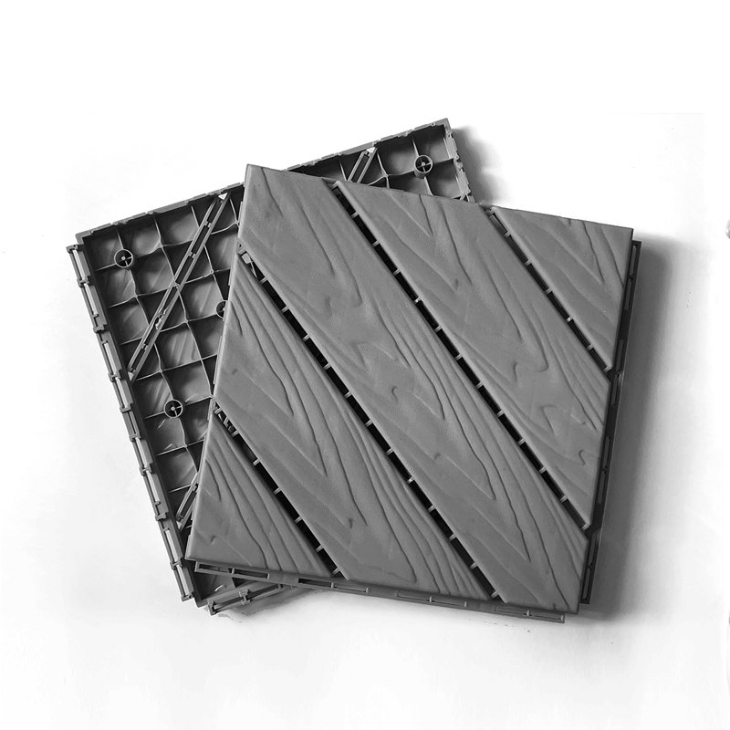 Ensemble de tuiles de terrasse en bois et en plastique composite de 35 pièces, Bois gris