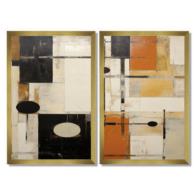 Modernisme orange noir - impression sur toile abstraite, panneau mural abstrait noir 2