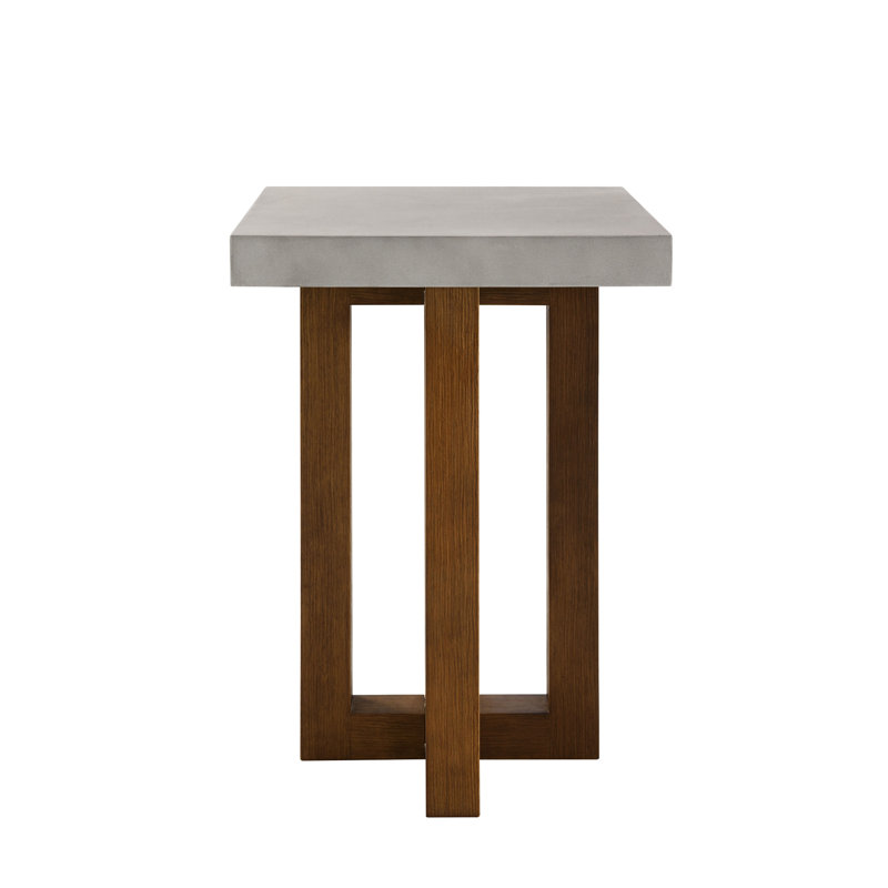 Élégante table de bout en noyer avec surface en faux béton - Rehaussez l'esthétique de votre maison