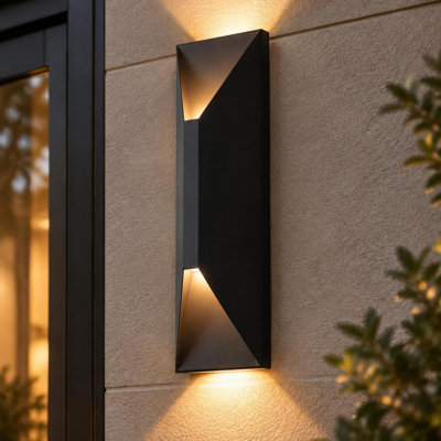 Applique murale d'extérieur noire, lumière trapézoïdale à DEL 12 W, indice d'humidité