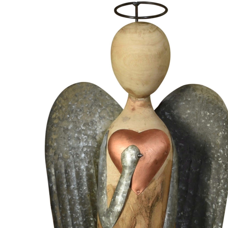 Figurine de Noël ange avec cœur, H 24 po x l 9 po x P 4 po
