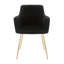 Chaise de salle à manger / d'appoint en métal doré et velours noir - ensemble de 2