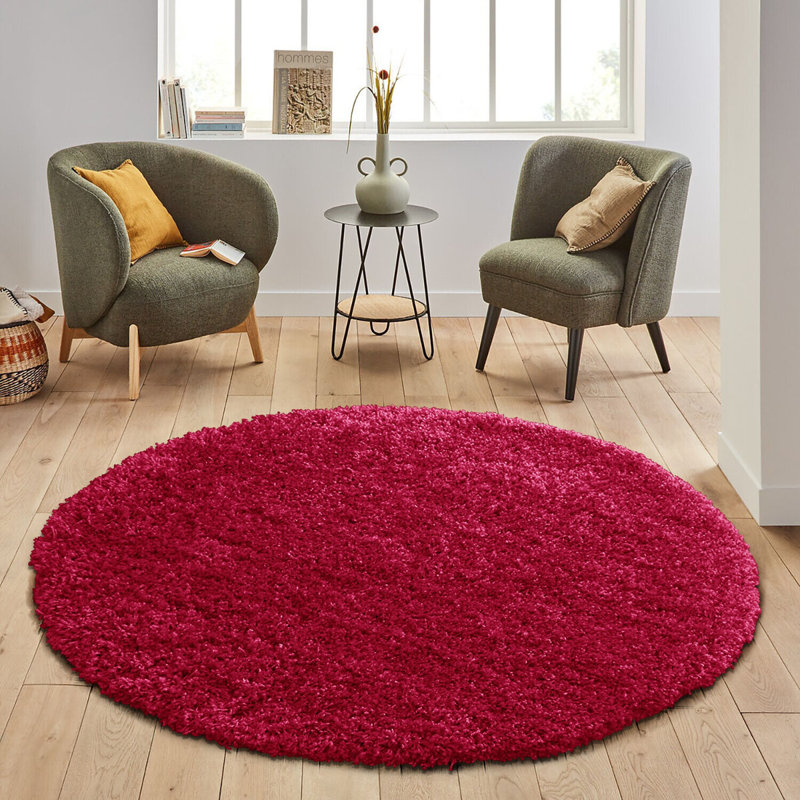 Verona Thick Red Shaggy Area Rug – Soft Pile, Non-Slip, Durable Polypropylene Carpet for Living Room, Bedroom & Hallway