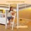 Lit mezzanine simple avec lumières à DEL, 3 tiroirs de rangement, bibliothèque pour enfants à 3 niveaux, 5 casiers ouverts et escaliers, lit mezzanine bas en métal simple avec garde-corps de 13,4 po, peu encombrant-777571810