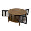 Table basse ronde à trois portes avec rangement, table basse moderne en placage de bois véritable-1483915249