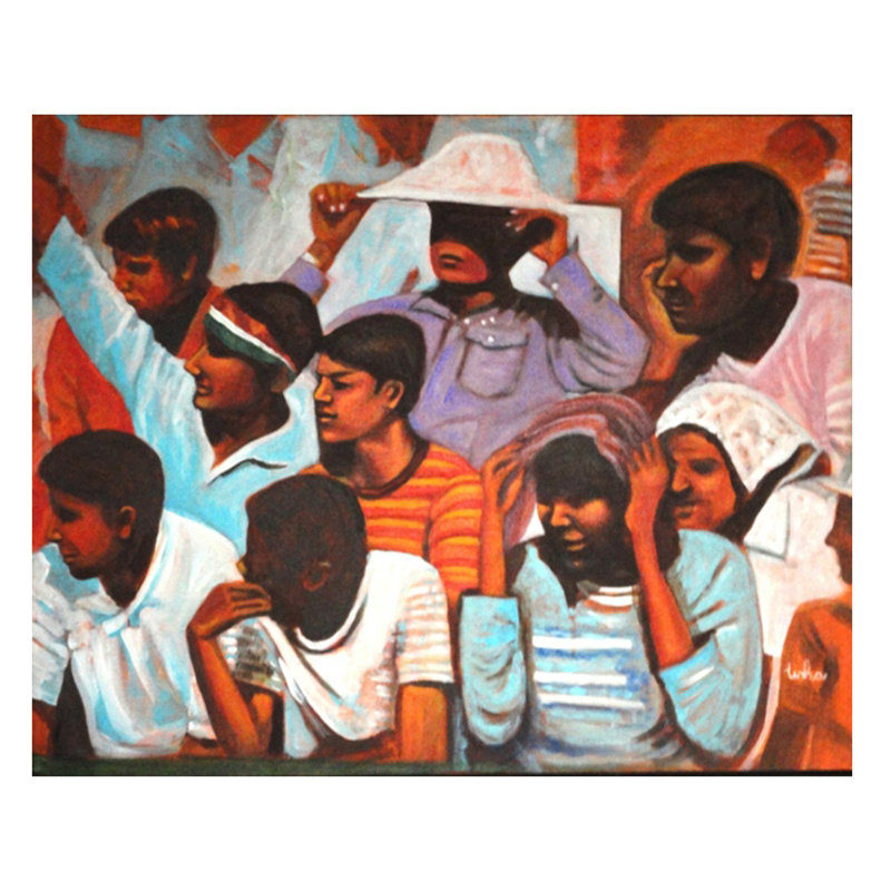 Fans Of Cricket | Acrylic On Canvas | By Usha Shantharam