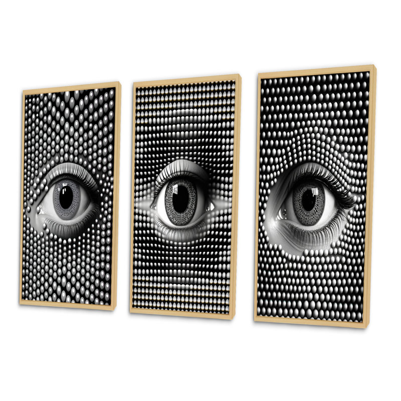 «Eye In Circular Infinity», 3 pièces sur toile, Naturel, H 20 po x l 36 po