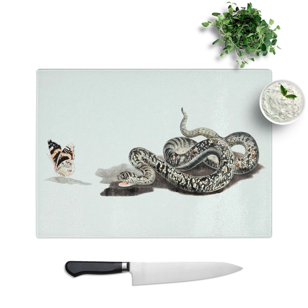 Tempered Glass Snake and Butterfly by Johan Teyler Chopping Board