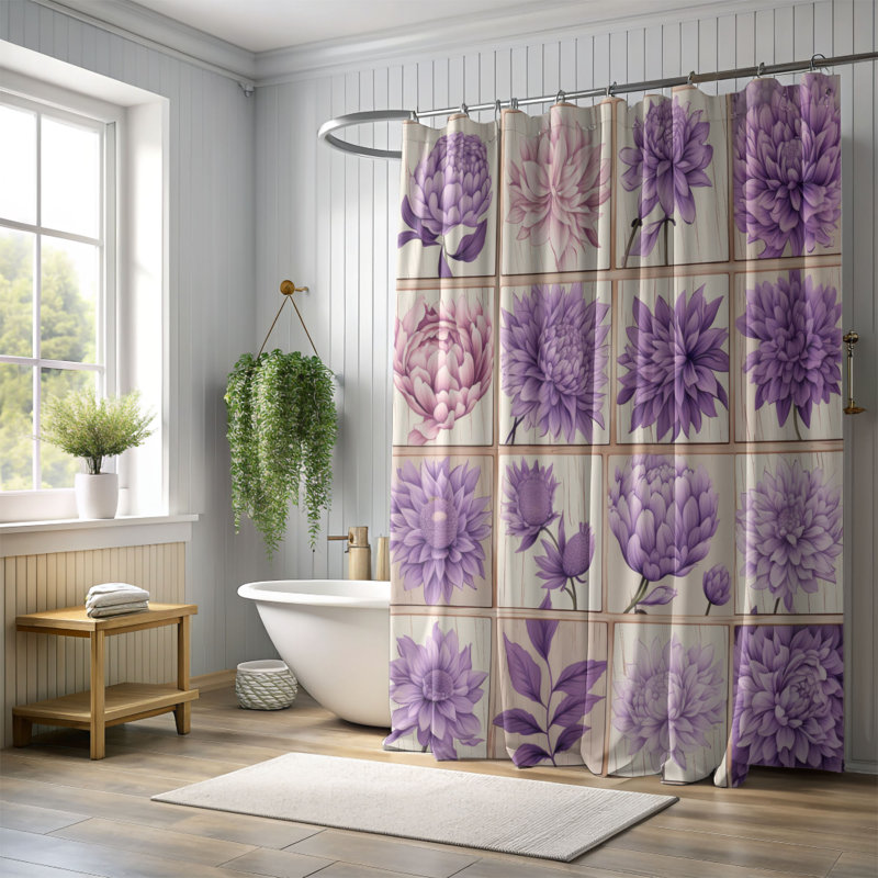 Rideau de douche mauve lavande mauve, H 74 po x l 71 po