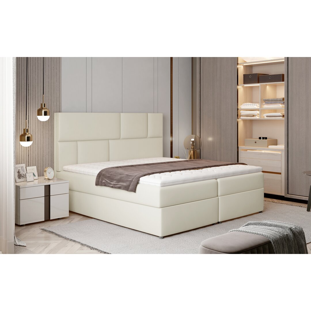 Boxspringbett Gauna mit Topper und Bettkasten