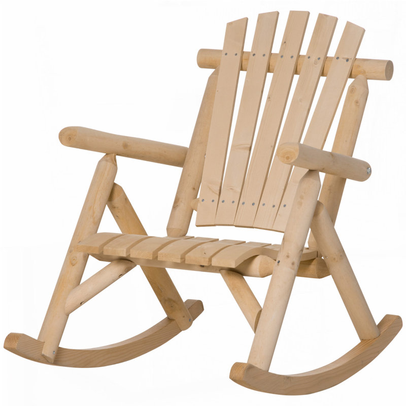 Chaise berçante d'extérieur en bois, Bois naturel