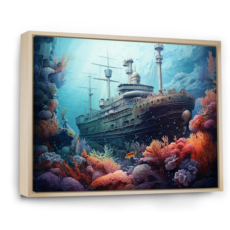 «Titanic Under Water Memory I», reproductions d'art mural plage et océan, Cadre naturel flottant, H 12 po x l 20 po x P 1 po