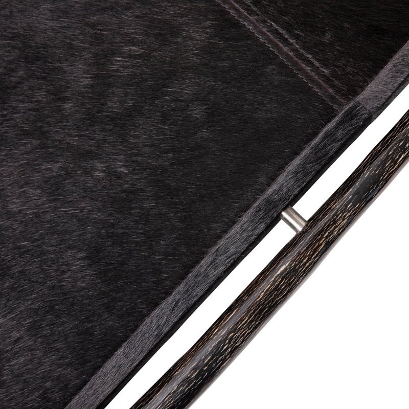 Black Cow Hide Long Tray With Gemsbok Horn Handle