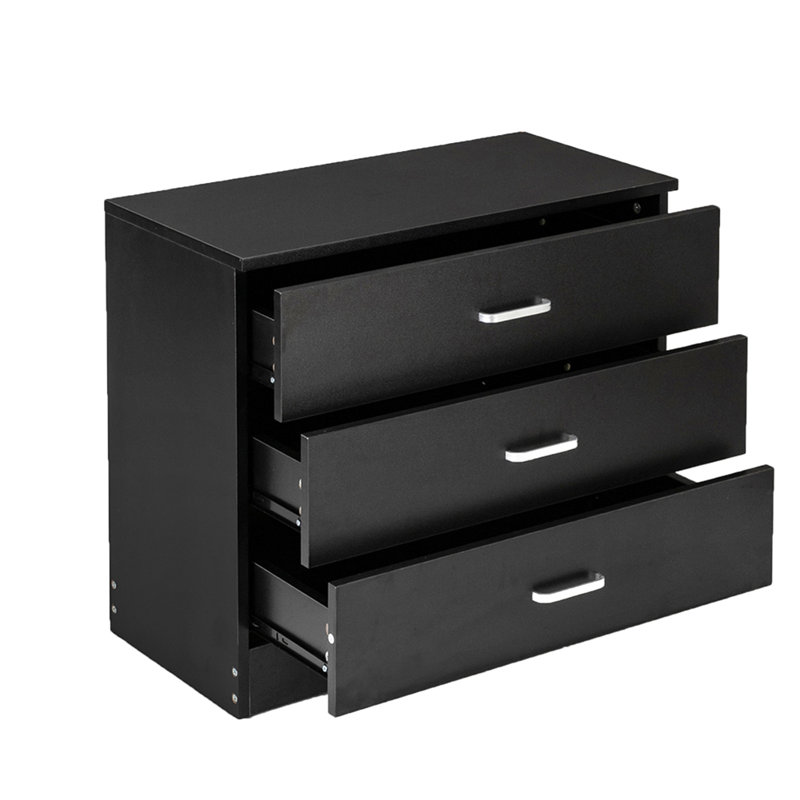 3-Drawer Nightstand, Black