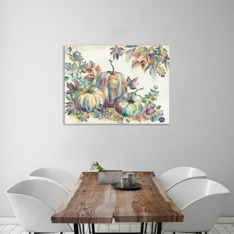 «Jewel Autumn Harvest Pumpkins & Fall Leaves», toile tendue par August Grove®, H 15 po x l 20 po x P 1,5 po