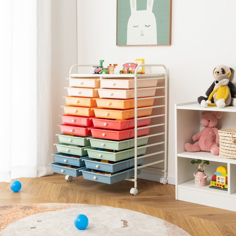 20 Drawer Storage Drawer, Blue/Red/Pink