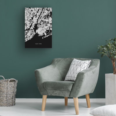Bolog Pictufy Studio Map New York 002 Black Canvas Art