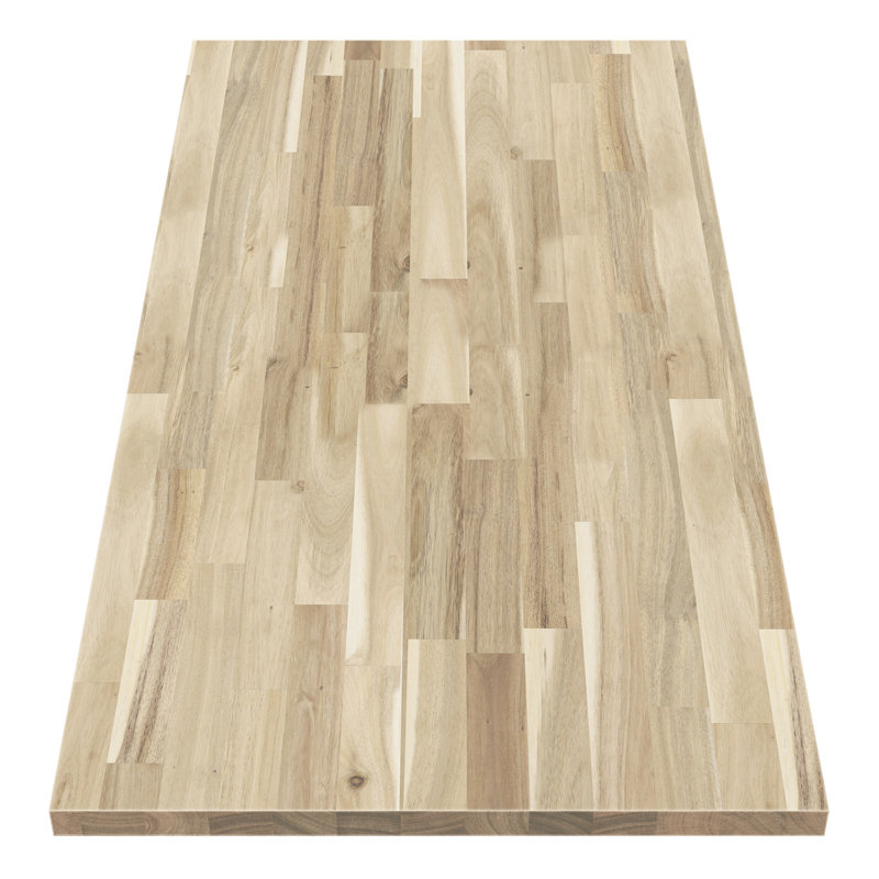 Plateau de table en bois d'acacia massif Husse, H 1,5 po x l 25 po x P 60 po, Bois naturel