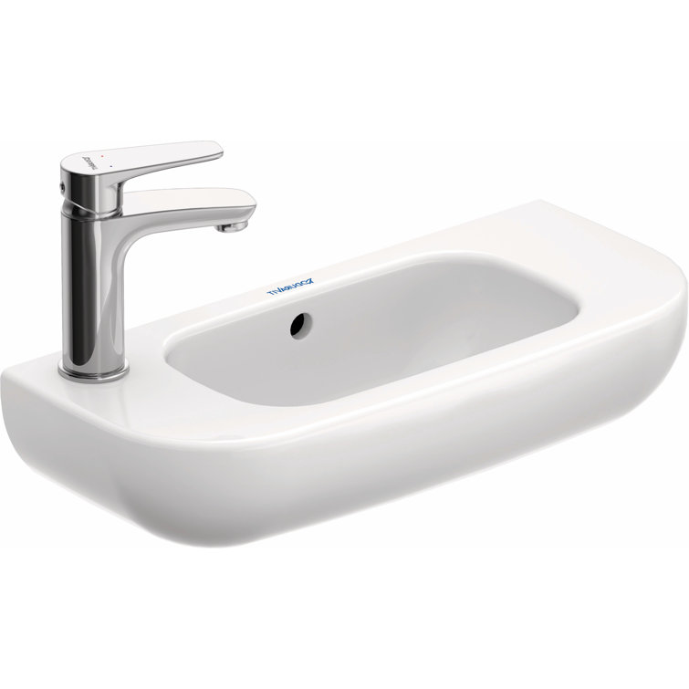 D-Code Ceramic Rectangular Wall Mount Bathroom Sink with Overflow