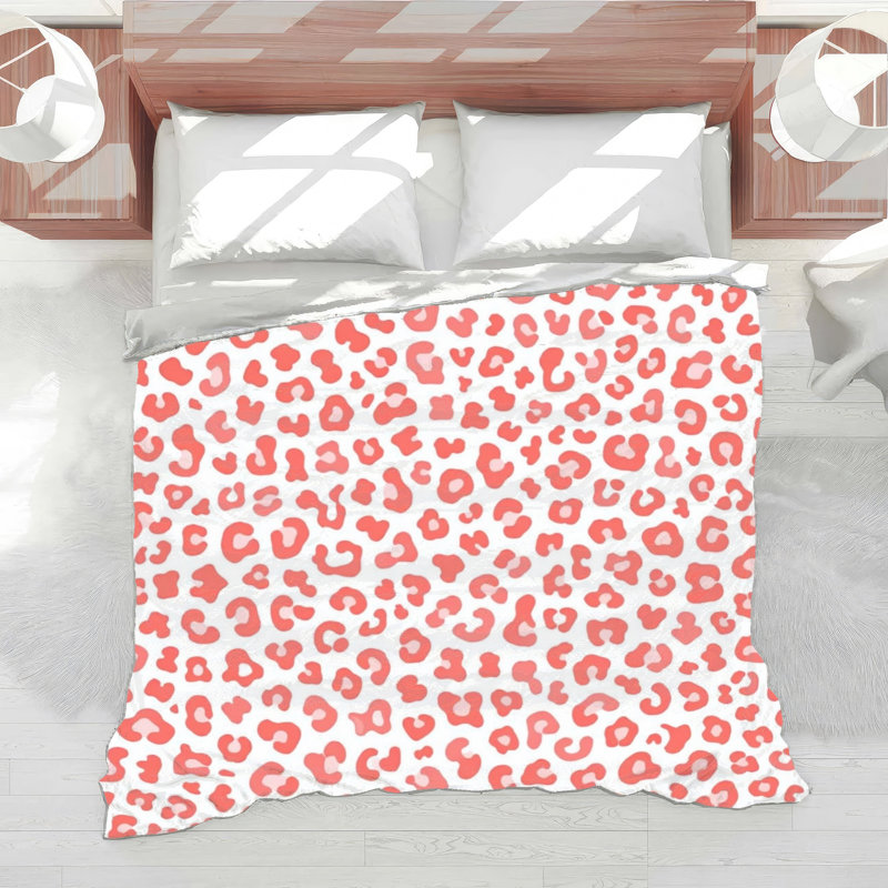 Édredon à motif léopard, Simple extra long, Moyen rose blanc