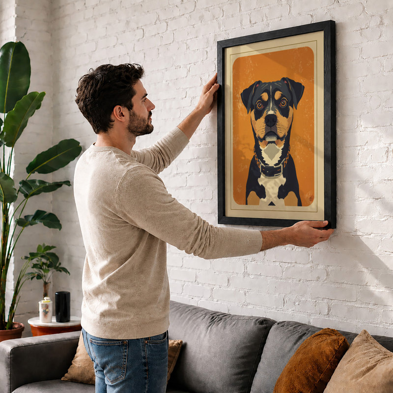 Portrait Of A Watchful Hound Modern - Print, Oak, A3 - 42.0 x 29.7 cm