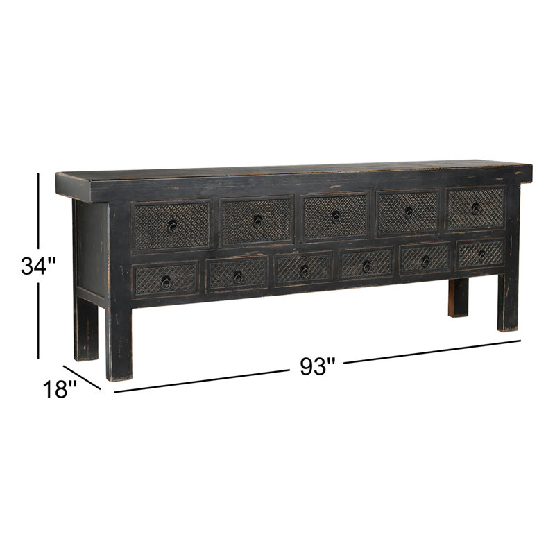 Lahey 93'' Solid Wood Console Table, Black
