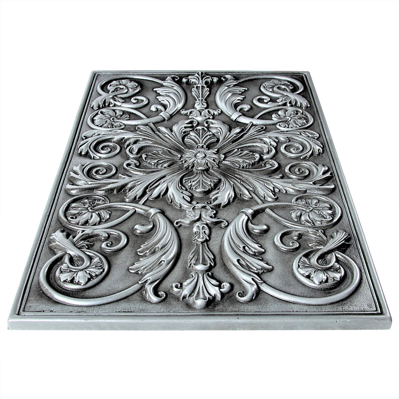12 in. x 18 in. Hand Painted Metal Decorative Accent, Pewter Nickel