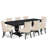9-piece dining set consists of a dining table & 8 Light Beige Linen Fabric kitchen chairs & black legs with Button Tufted Back - Sand Blasting Black finish.-139410824