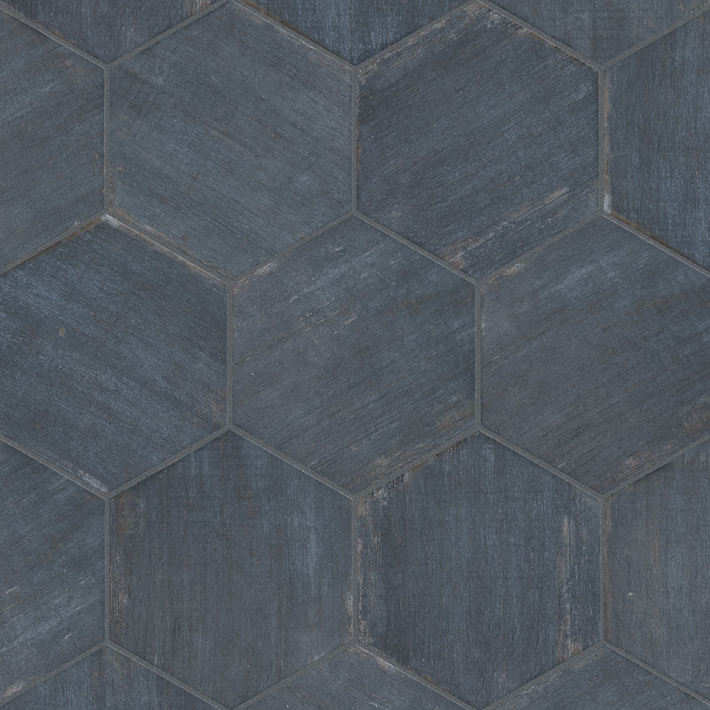 Retro 7" x 8" Porcelain Wood Look Wall & Floor Tile, Blue