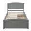 Lit plateforme avec tiroirs de rangement intégrés sous le lit, taille simple, fabrication en bois massif, gris ardoise